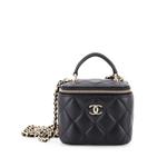 Стеганая мини-сумка через плечо Classic Top Handle Vanity Case с цепочкой 1