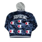 Бомберы Supreme x Champion Hooded Satin Varsity Jacket 'Navy' 2