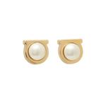 FERRAGAMO Серьги Gancini с жемчугом золотого цвета 760121 1
