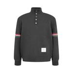 Толстовки Thom Browne Funnel Neck Pullover In Pique Loopback W/ Rwb Engineered Stripe 'Charcoal' 1