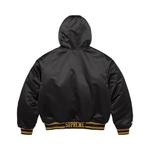 Варсити-куртки Supreme x Mitchell & Ness Lined Hooded Satin Varsity Jacket 'Black' 2