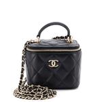 Мини-сумка через плечо Classic Top Handle Vanity Case with Chain Quilted Lambskin Mini 1