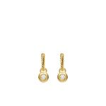 Серьги-подвески Petite Cable из желтого золота с бриллиантами (17.5 мм) 1