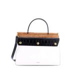 Маленькая сумка на плечо Panelled Title Front Pocket Top Handle Bag Embossed Leather and Suede 1