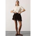 Коричневая мини-юбка с поясом, рюшами и кружевом Twoss26Et156 5