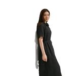 Льняное платье-рубашка с поясом на талии CA26031902BK 5
