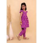 The Mom Store Jhilmil Детский вышитый курта-сет для девочек - Фиолетовый 2