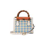 Сумка-тоут Gucci Diana Mini Houndstooth Raffia Effect Tote Bag 'Синий' 2