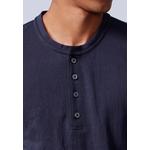 Футболка-поло Henley из льняной текстуры, туманно-синяя 5