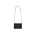 Yves Saint Laurent Cassandre Кошелек-конверт на цепочке из зернистой кожи, черный 3