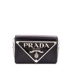 Maxi Triangle Logo Chain Flap Bag Brushed Leather Small crossbody bag 1