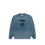 denim-patch graffiti-print sweater 1