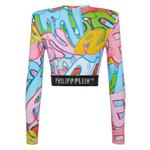 Padded Shoulder Cropped Top LS Bombing Graffiti 2