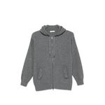 ribbed-knit zip-up hoodie 1