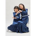 Детское темно-синее платье с цветочной брошью Baju Hari Raya 7