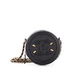 Мини-сумка через плечо Filigree Round Clutch with Chain Quilted Caviar 1