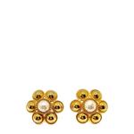 Vintage Statement Gold & Pearl Flower Earrings 1960s 1