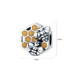 Шарм Solid 925 Sterling Silver HoneyComb Duo Bees 4