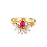 Кольцо Glamorous Oval с синтетическим рубином и фианитом, покрытое золотом 3