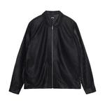 Кожаные куртки Stussy Перфорированная кожаная рубашка-куртка 'Черный' 1