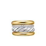 Кольцо DY Mercer Multi Row из желтого золота и серебра с бриллиантами (14 мм) 1