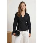 Черная двубортная рубашка с завязками Regular Fit из ткани Twoss25Go00029 2