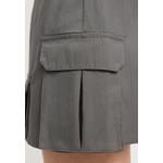 Низкая юбка-карго мини из канваса, светло-серая 4