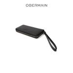 RFID Длинный кошелек на молнии из натуральной кожи Черный 4