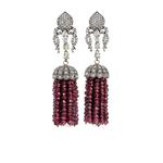 Серьги Tassel из желтого золота с бриллиантами и гранатом 1