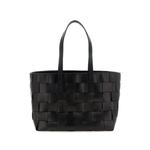 Japan checkerboard woven leather tote bag 1