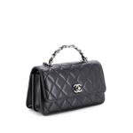 Top Handle Phone Holder with Chain Quilted Shiny Calfskin with Crystals crossbody bag 3