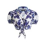 Топ с объемными рукавами и принтом Majolica 1
