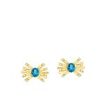 Серьги Blue Topaz Diamond Farfalle из желтого золота 1