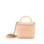 Стеганая мини-сумка через плечо Classic Top Handle Vanity Case с цепочкой 1
