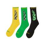 Носки и колготки Chrome Hearts x Matty Boy Flame Socks 'Green/Yellow/Black' 2