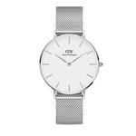 Petite Sterling 36mm Часы Сетчатый ремешок Белый циферблат Серебряные Унисекс часы Часы для женщин и мужчин DW 1