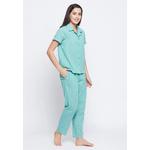 Clovia Sassy Stripes рубашка на пуговицах и пижама в цвете циан-блю - хлопок 3