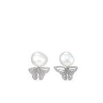 Серьги Butterfly из белого золота с жемчугом и бриллиантами 1