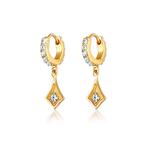Серьги-кольца Rhomb Trend Crystals Gold Plated 1