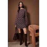 Платье Brown Plaid Check A-Line/ Bell Form Short / Mini Woven Chiffon 1