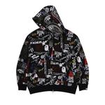 Зип-худи BAPE Hand Draw Pattern Shark Zip Hoodie 'Black' 2