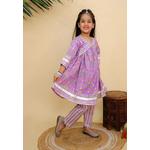 The Mom Store Sage Violet Girls Anarkali Kurta Set - Мульти 3