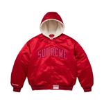 Варсити-куртки Supreme x Mitchell & Ness Lined Hooded Satin Varsity Jacket 'Red' 1
