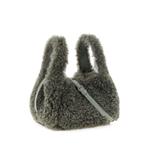 logo-embroidered shearling-effect shoulder bag 2