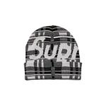 Вязаные шапки Supreme Big Logo Beanie 'White Plaid' 1