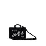 logo-embroidered velvet tote bag 1