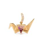 Кольцо из желтого золота с бриллиантами и сапфиром Origami 1