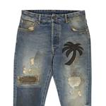 Palm Angels Curved Palm Patch Detail Straight Leg Jeans 'Синий' 3