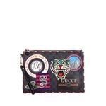 Night Courrier Pouch GG Coated Canvas with Applique clutch bag 1