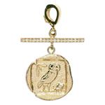 Подвеска Owl Athena из желтого золота с бриллиантами 1